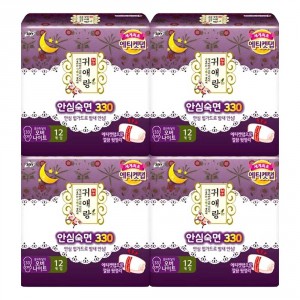귀애랑 안심숙면 330 오버나이트 생리대 12입x4개