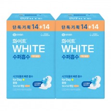 화이트 수퍼흡수 맥시슬림 중형 생리대 14+14 x2개